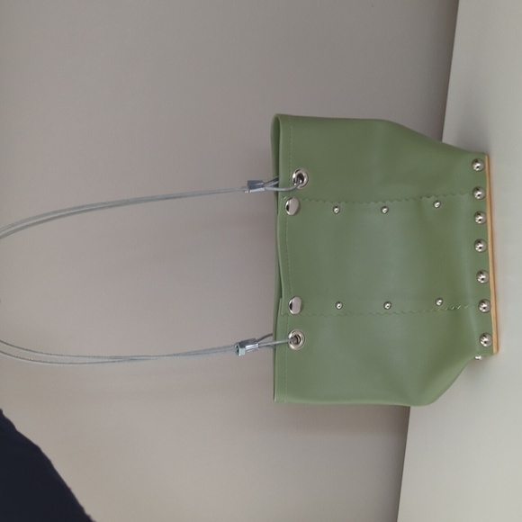 Hardware By Renee Sage Green Studded Reclaimed Shoulder Bag - Picture 1 of 10